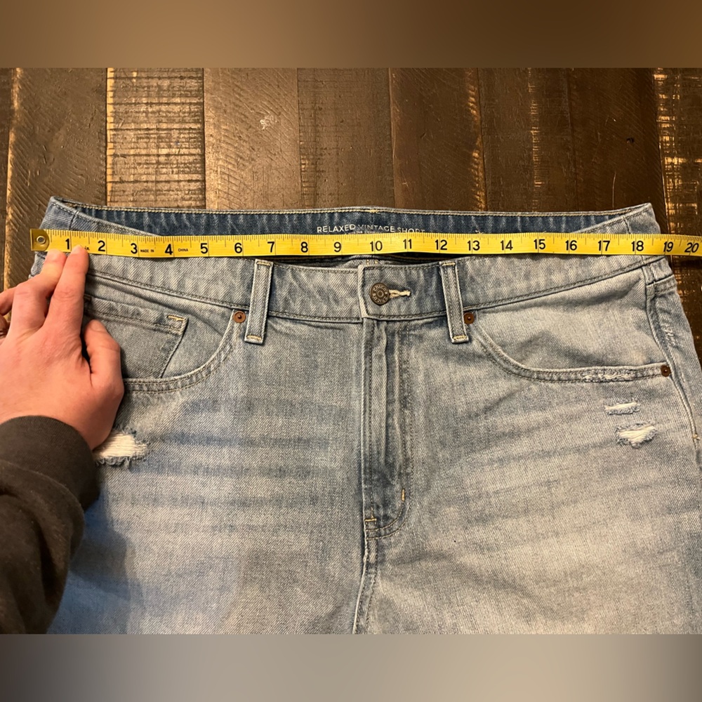 Chico's Light Blue Distressed Denim Bermuda Length Shorts - Picture 9 of 9